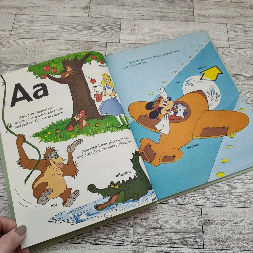 Walt Disney Alphabet A-Z Book 1983 Vol 1 Mickey Mouse Pooh HC Vtg Retro ABC